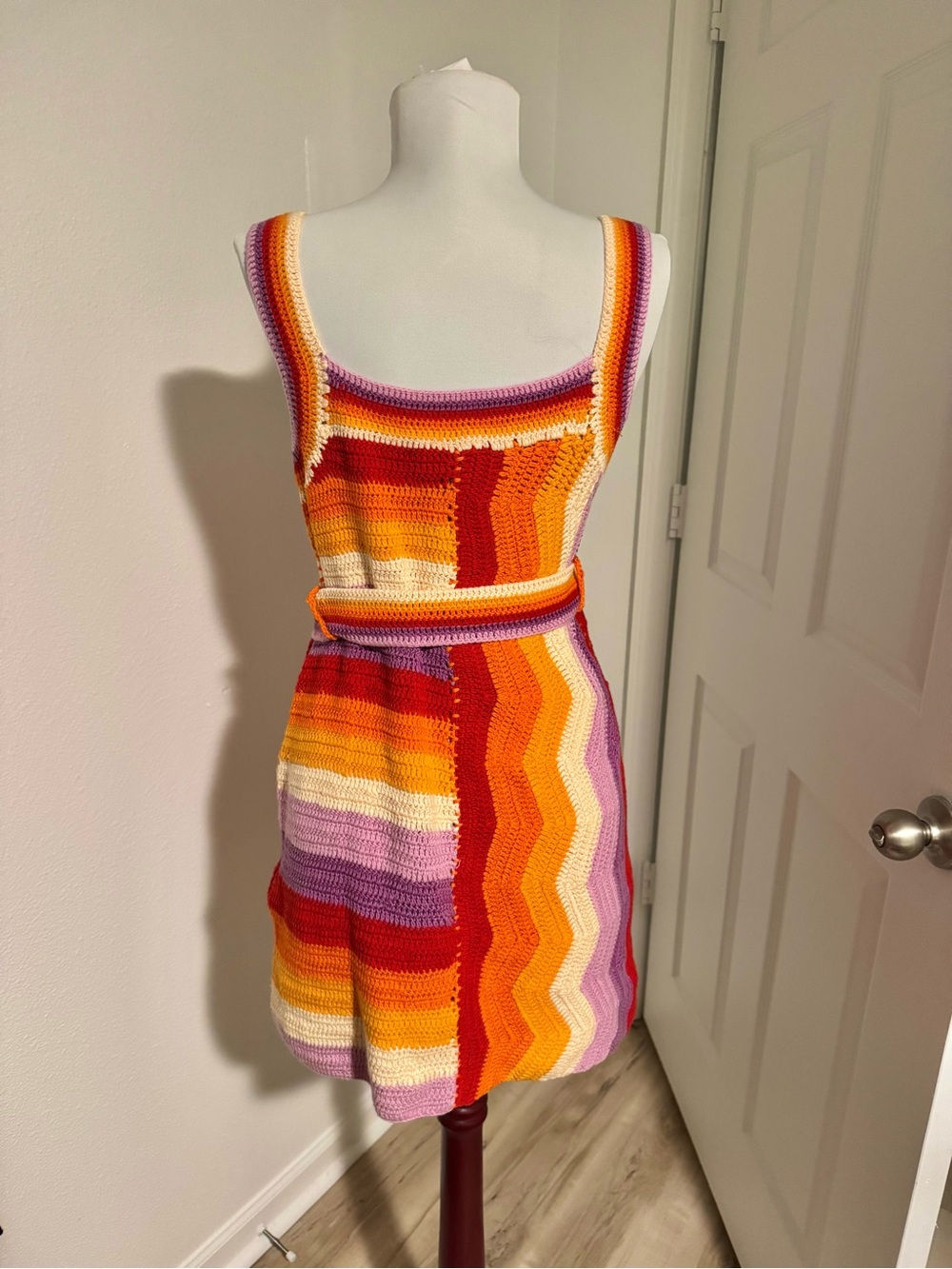 Farm Rio Crochet Knit Mini Wrap Dress – Size XS - Picture 4 of 4